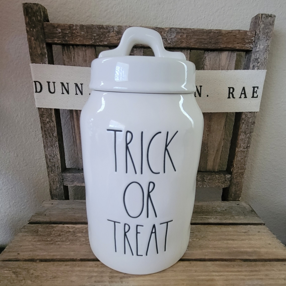 Rae Dunn White Trick Or Treat Canister